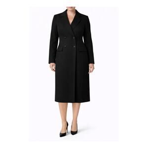 Vintage Joseph Janard Dress Womens Size 10 Black Wool Midi Double Breasted 1980s